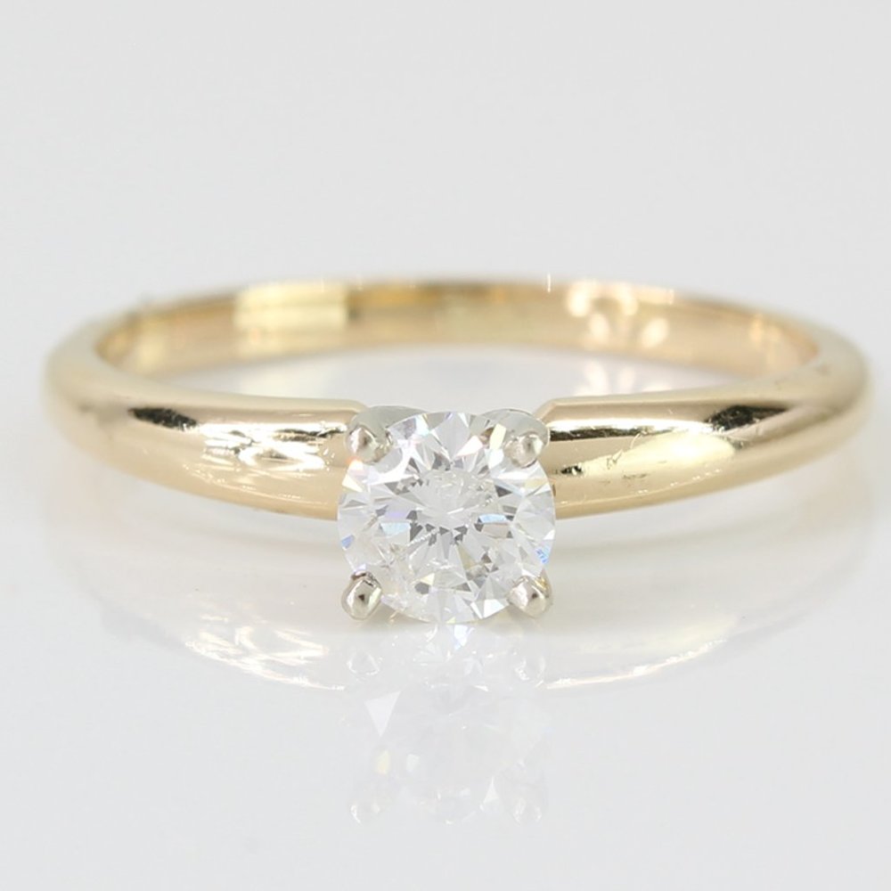14K Yellow Gold Solitaire Diamond Ring - Picture 2 of 5